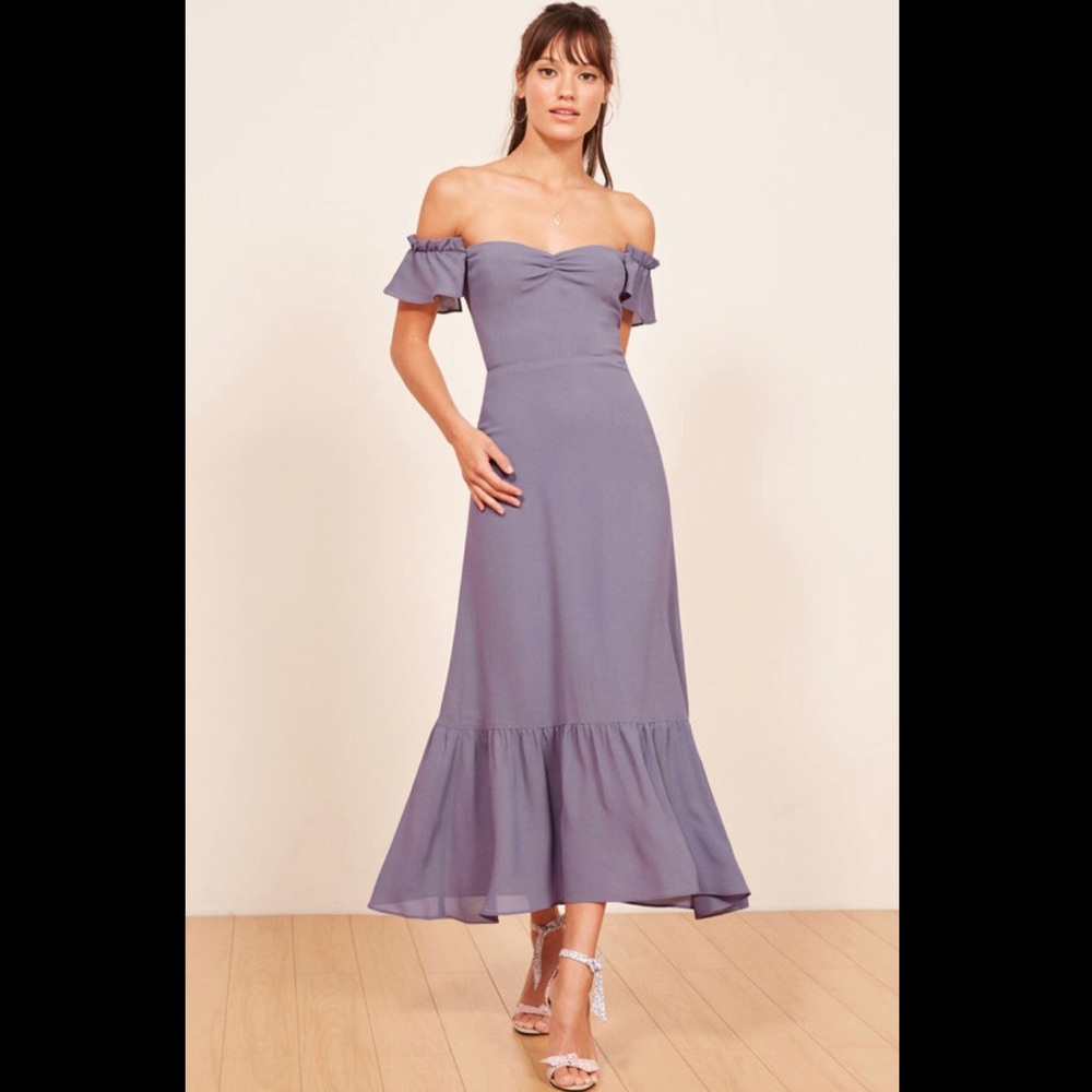Reformation Butterfly dress in Orchid